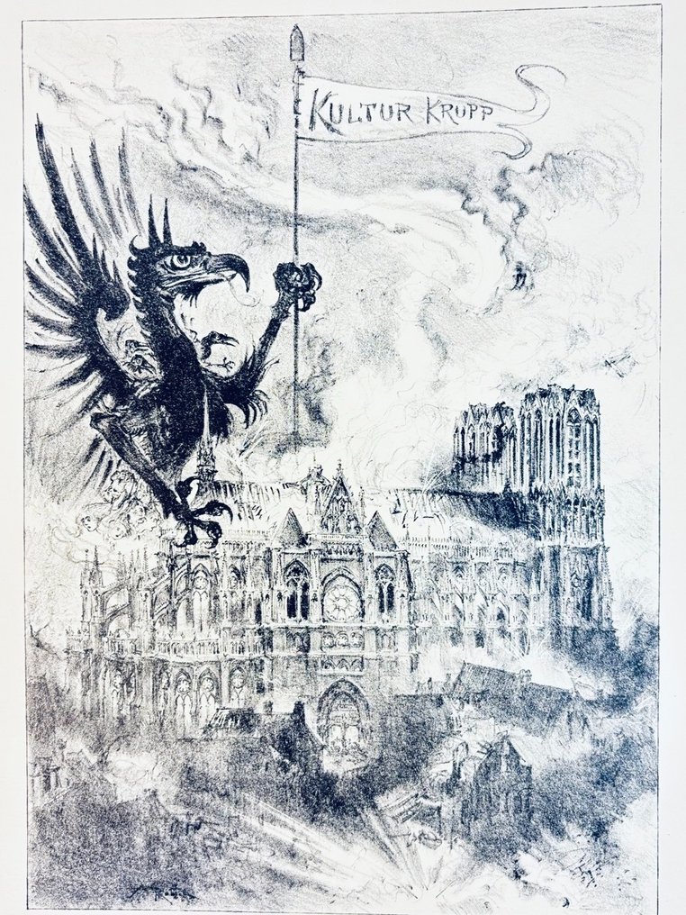 Albert Robida - Les villes martyres (8 lithographies originales - Reims - Senlis- Louvain - Soissons) - 1914 #1.1