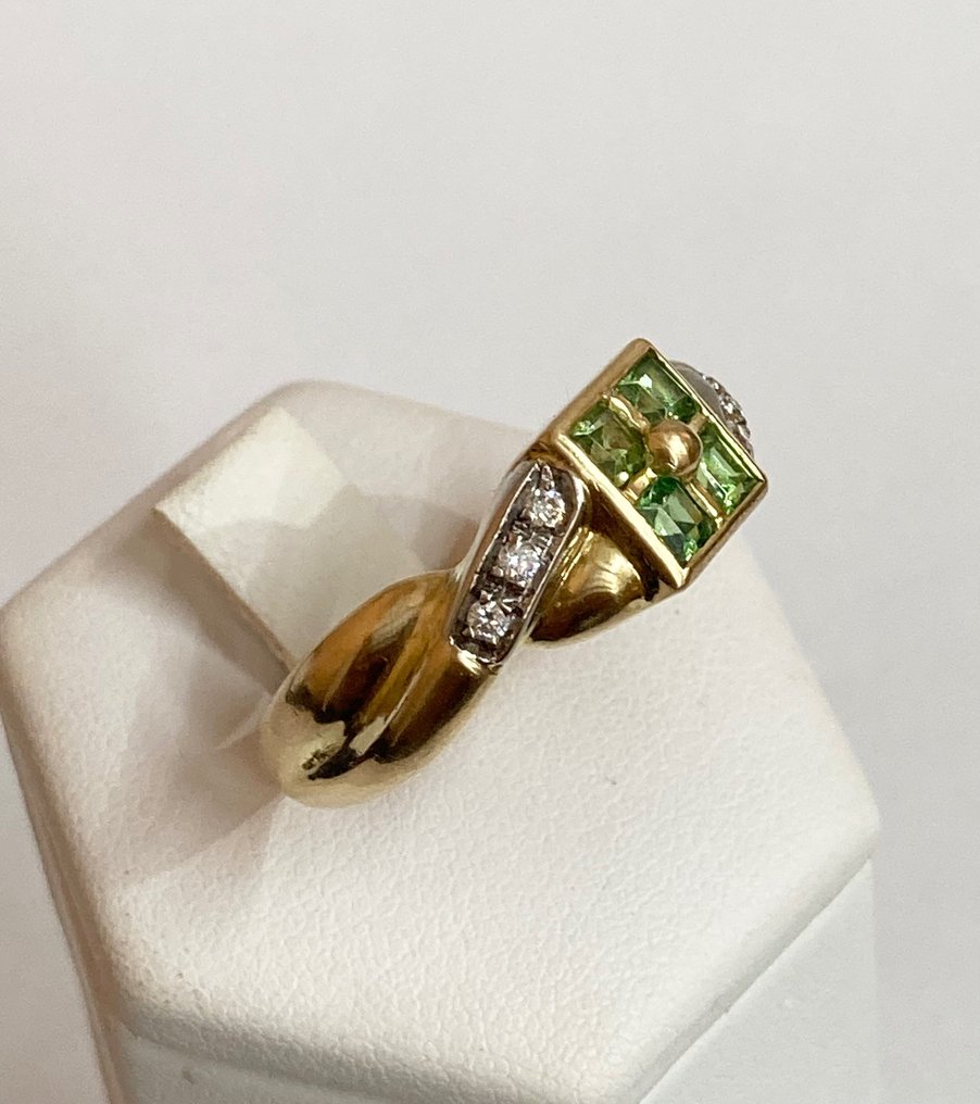 Gi.Val. gioielli - Ring - 18 karaat Geel goud Toermalijn - Diamant #1.2