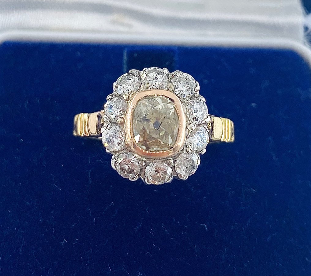 No Reserve Price - Ring - 18 kt. Yellow gold Diamond  (Natural) #1.1