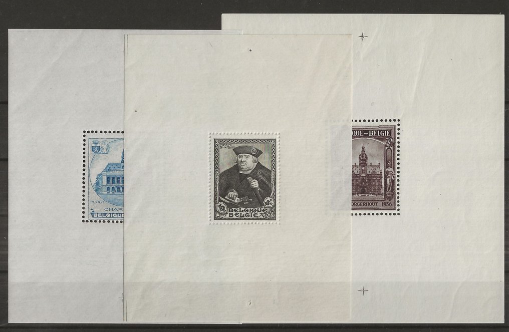 Bélgica 1935/1936 - Bloques Tassis, Borgerhout, Charleroi - OBP/COB BL4A, BL5A, BL6A #1.1
