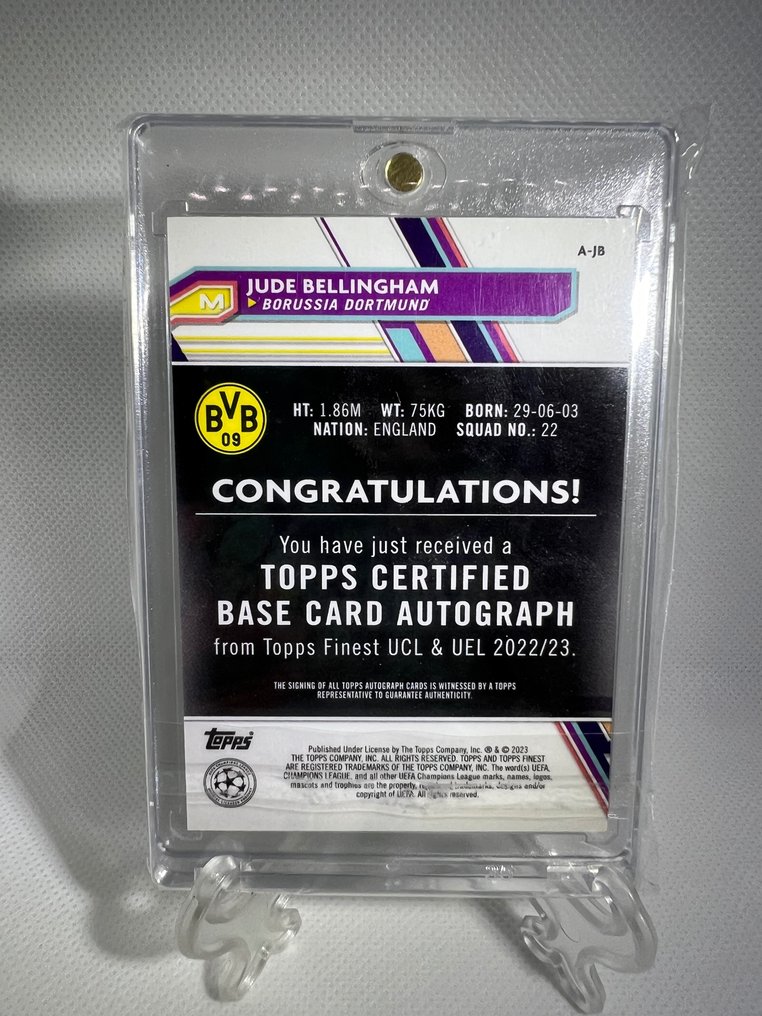 2023 - Topps - Finest UEFA - Jude Bellingham - Autograph Parallel (85/99) - 1 Card #1.2