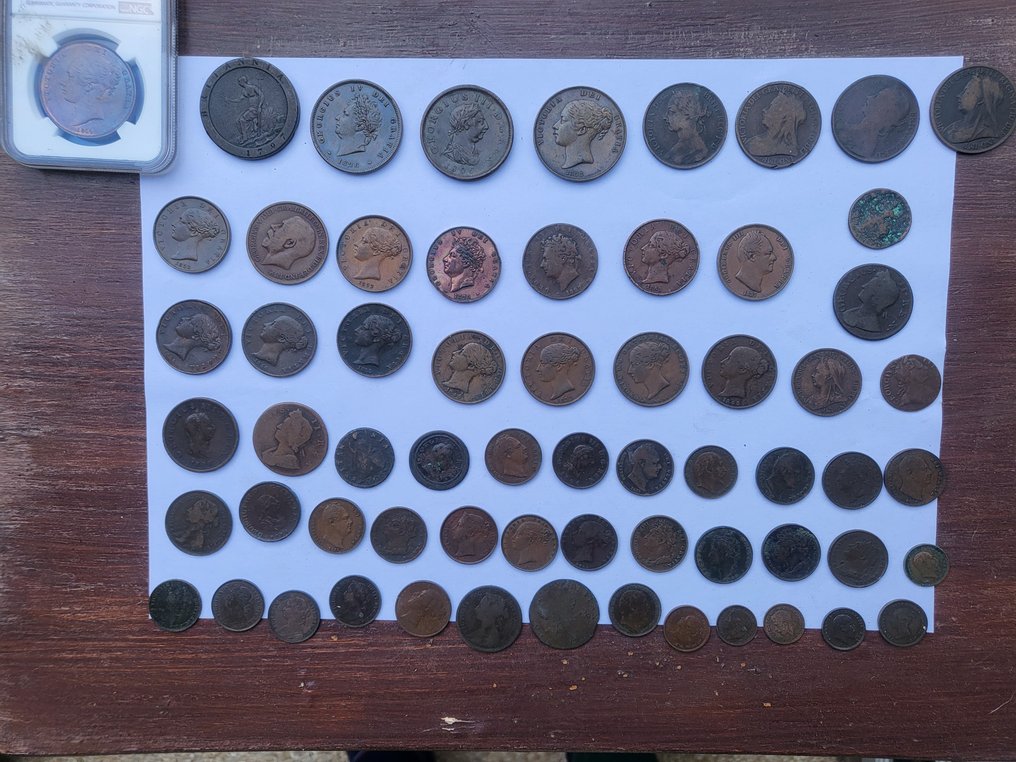 Nagy-Britannia. A Spectacular Collection of 64x British Copper Coins, includes many high grade and scarce coins! #1.1