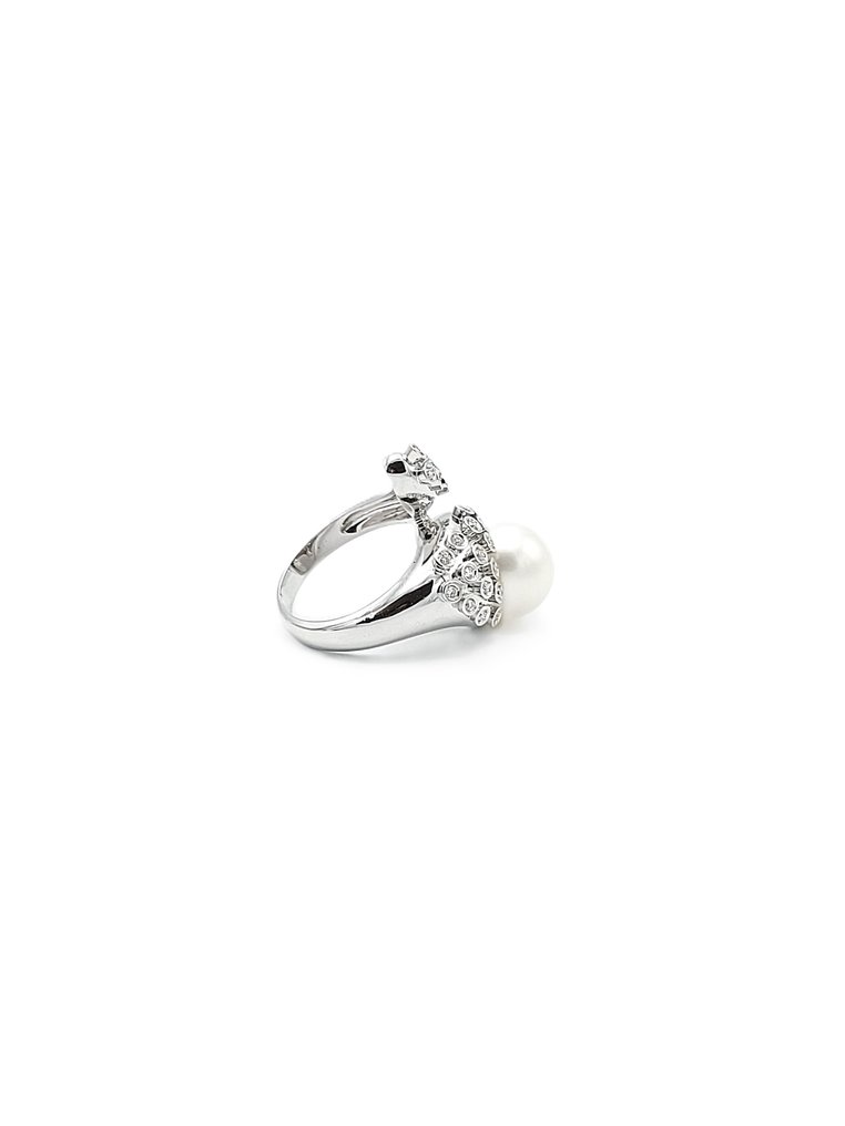 Rajola - Ring - 18 karat Hvitt gull Perle - Diamant #2.1