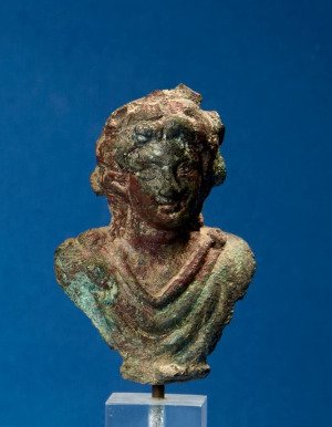 古罗马 索尔·因维克图斯 (Sol Invictus) 青铜半身像 带有定制支架。 - 17 cm #1.1