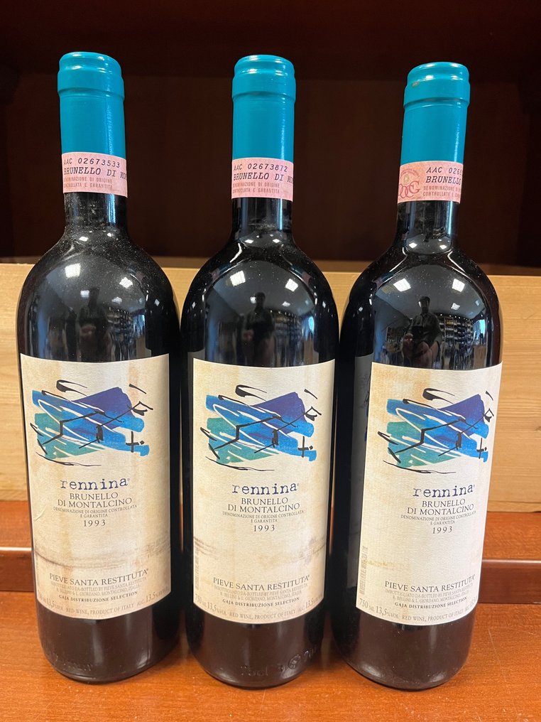 1993 Gaja, Pieve Santa Restituta "Rennina" - Brunello di Montalcino - 3 Botellas (0,75 L) #1.1
