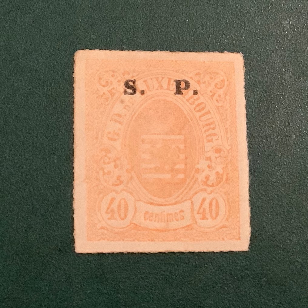 Luxemburg 1881 - 40 senttiä painatus tyyppi II - valokuvatodistus Eichele - Michel D21 II #1.1