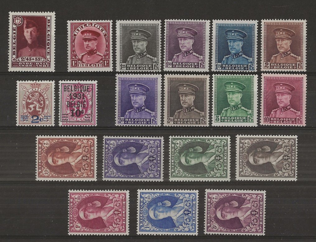 Belgia 1931 - cały tom, z Kepi, kapralem i Elisabeth - OBP/COB 315 tot 332 + BL3 #2.2