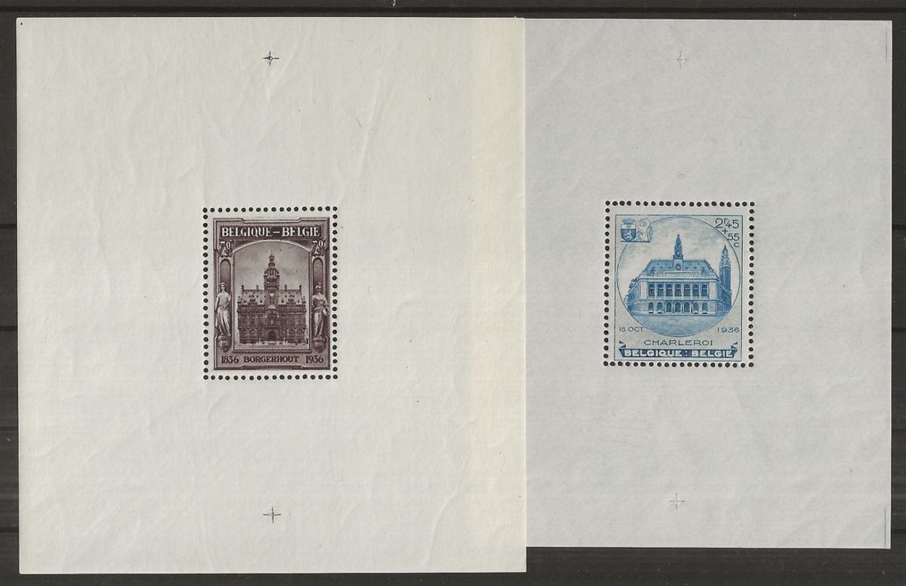 Belgia 1935/1936 - Blocuri Tassis, Borgerhout, Charleroi - OBP/COB BL4A, BL5A, BL6A #3.1