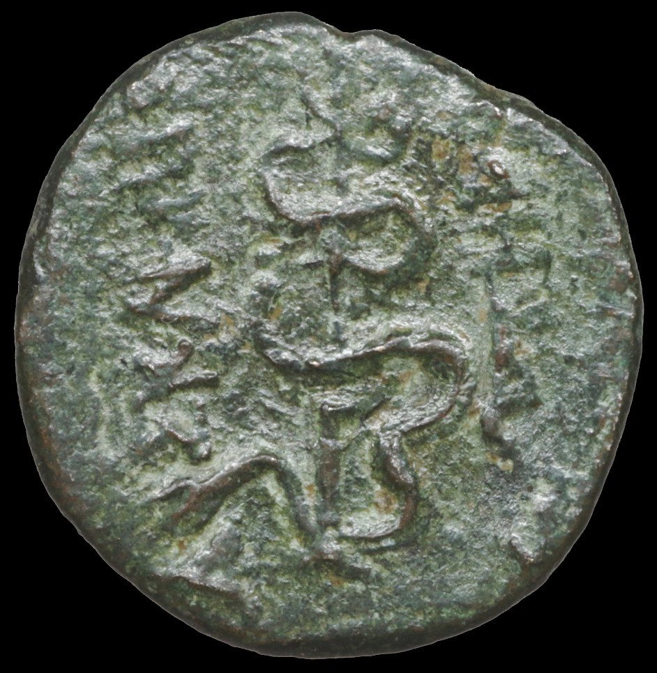 Mysia, Pergamon. Bronze "God Asklepios" 200-30 BC  (Ingen reservasjonspris) #1.2