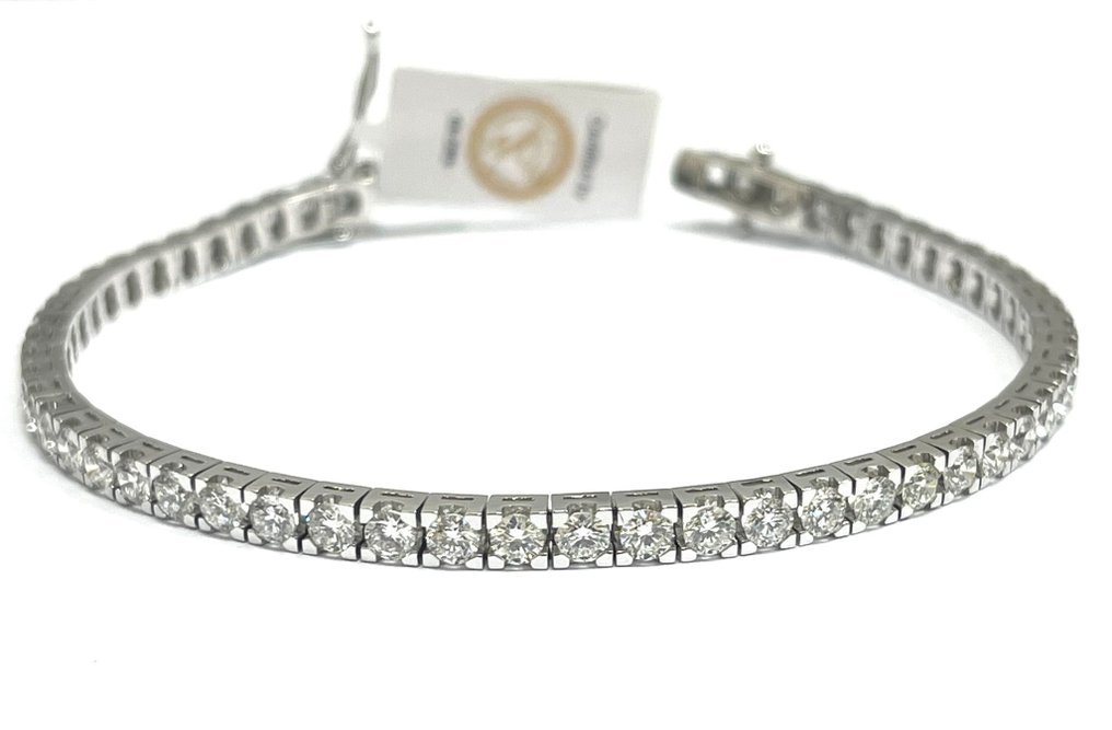 Bracelet de tennis - 18 carats Or blanc -  6.00ct. tw. Diamant  (Naturelle) - Fabriqué en Italie #2.1
