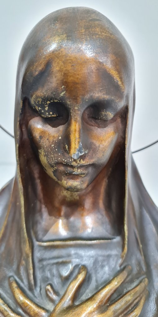 Ikon - Jungfru Maria med graven - Patinerad bronsstuckatur - Hans Müller #2.1