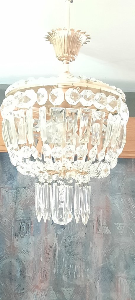 Chandelier - with two lights - Brass, Crystal, Gold plated #2.1