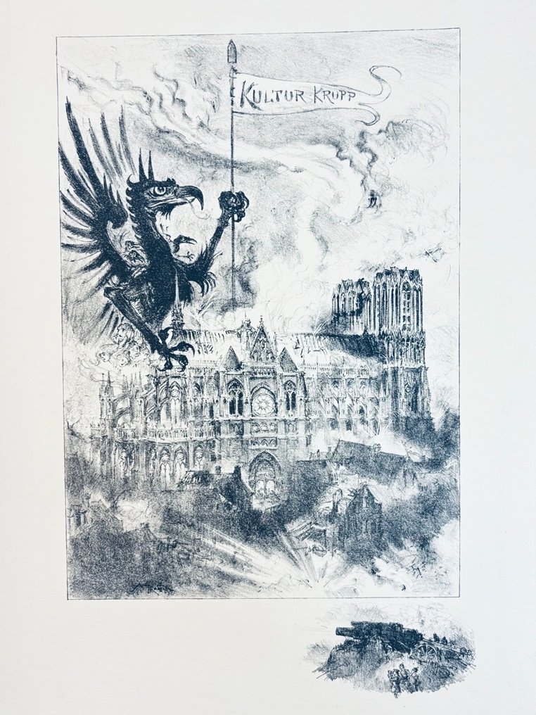 Albert Robida - Les villes martyres (8 lithographies originales - Reims - Senlis- Louvain - Soissons) - 1914 #1.2