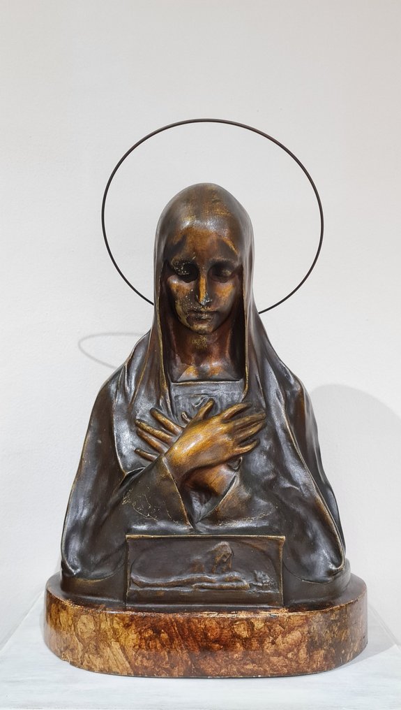 Ikone - Jungfrau Maria mit dem Grab - Patinierter Bronzestuck - Hans Müller #1.1