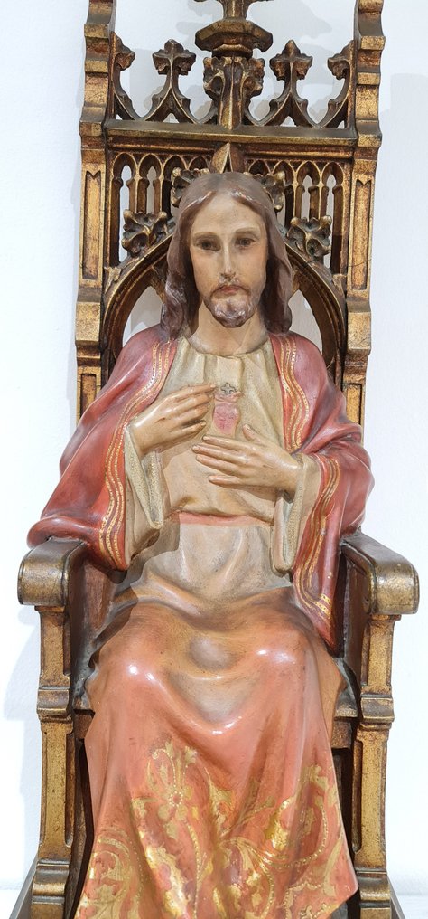 Icon - Sacred Heart Enthroned - Wood, polychrome stucco - Esteva i Cia, J. Llimona #1.2