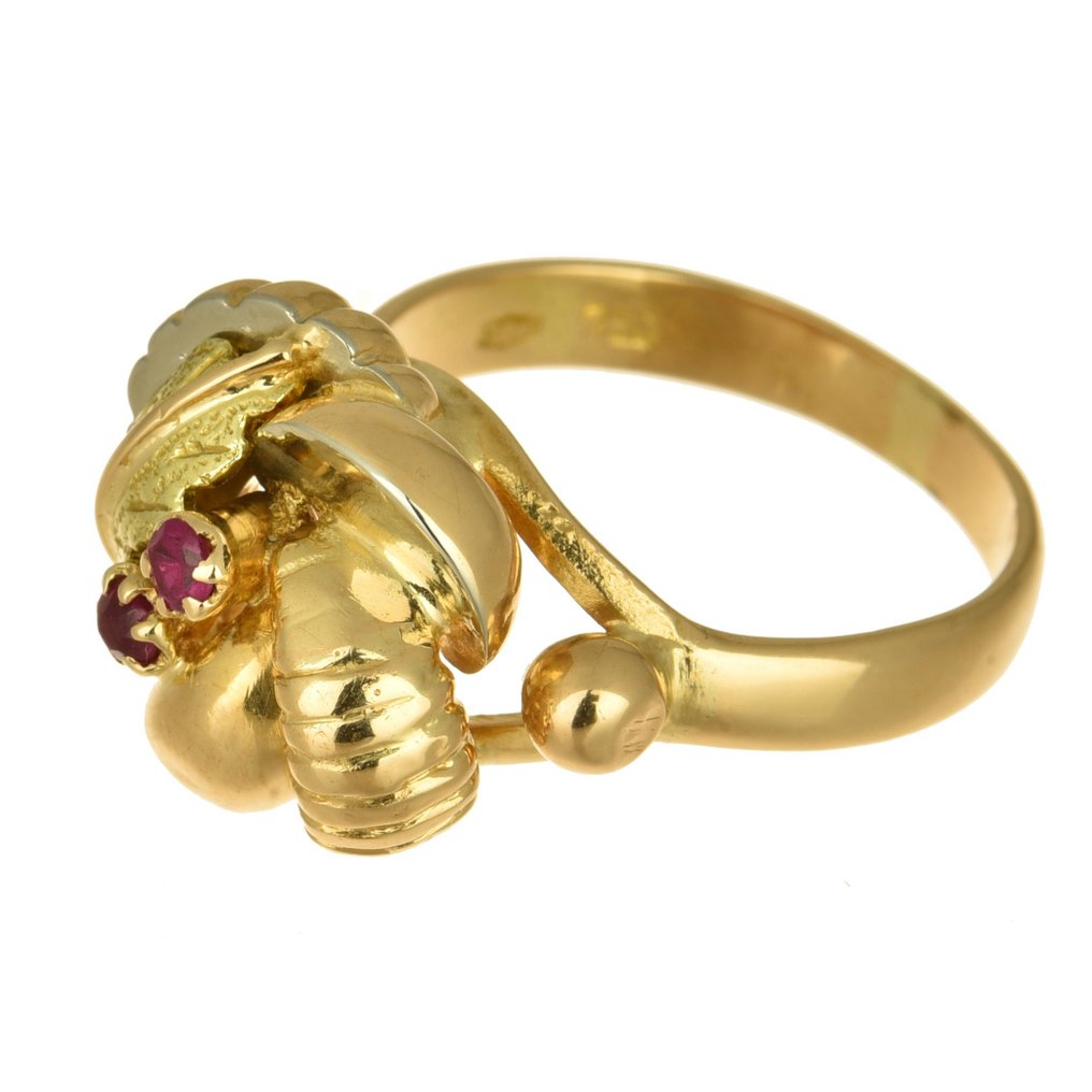 Δαχτυλίδι - 18 καράτια Κίτρινο χρυσό -  0.18ct. tw. Ρουμπίνι #2.1
