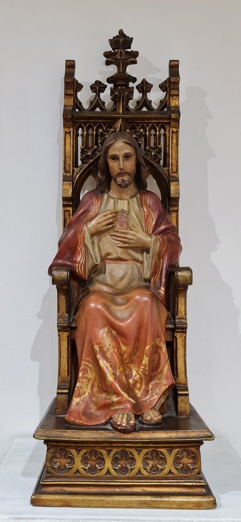 Icon - Sacred Heart Enthroned - Wood, polychrome stucco - Esteva i Cia, J. Llimona #1.1