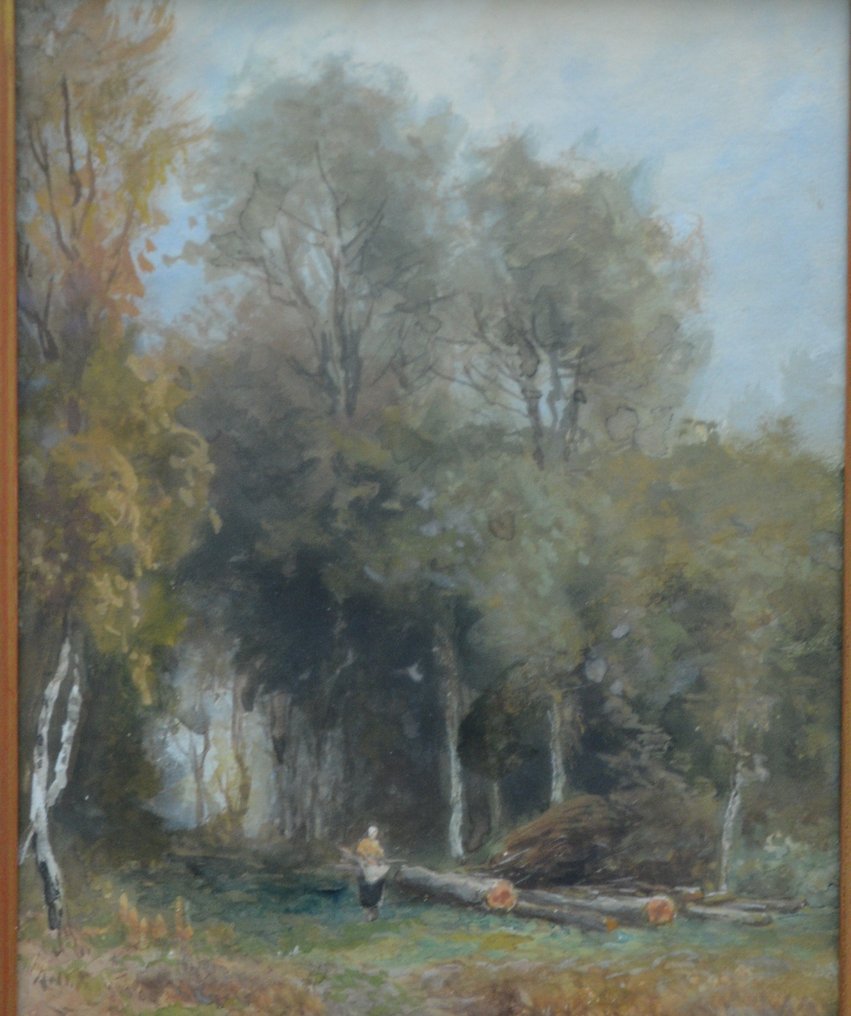 Piet Schipperus (1840-1929) - Boslandschap met jager #1.2