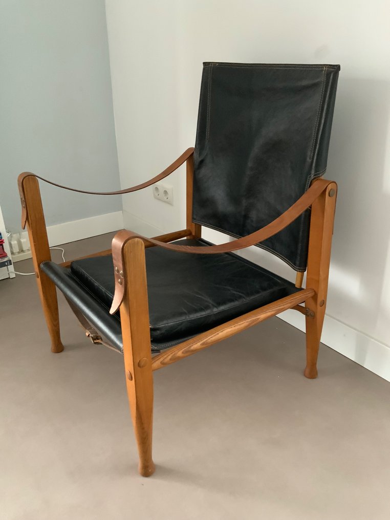 Rud Rasmussen - Kaare Klint - Πολυθρόνα - Μοντέλο 4700, "Safari chair" - Δέρμα, Ξύλο - Extra μαξιλάρι καθίσματος 44x44cm #1.1