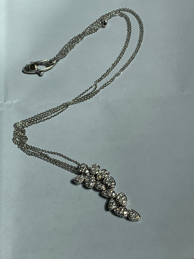 Halskæde med vedhæng Hvidguld -  0.84ct. tw. Diamant  (Natur) - 18 karat guld diamant halskæde #1.2