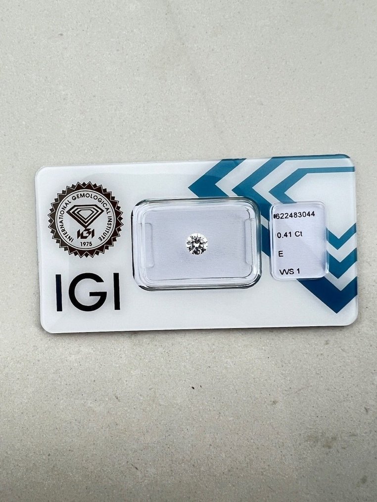 1 pcs Diamant  (Naturelle)  - 0.41 ct - Rond - E - VVS1 - International Gemological Institute (IGI) #1.2