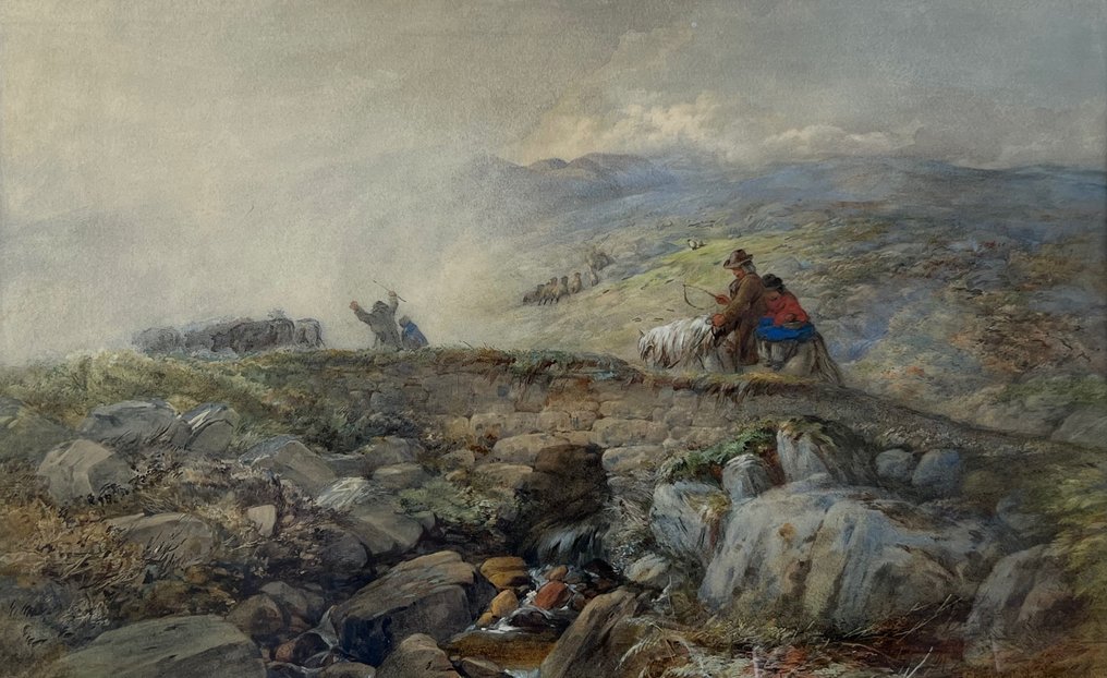 Joseph John Jenkins (1811-1885), Attributed to - Two figures on horseback in a rural landscape #1.1
