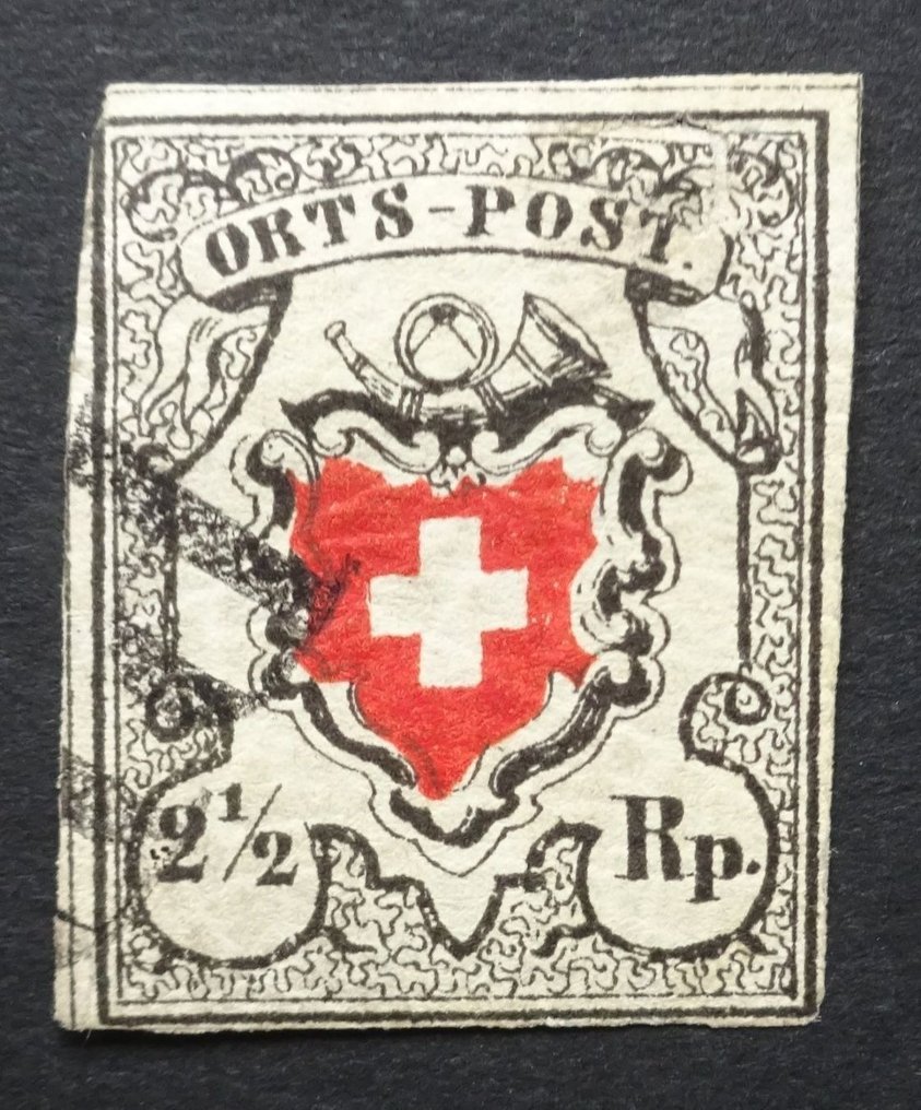 Sveits 1850 - ORTS-POST 13II Signé - Zu / SBK 13II #1.1