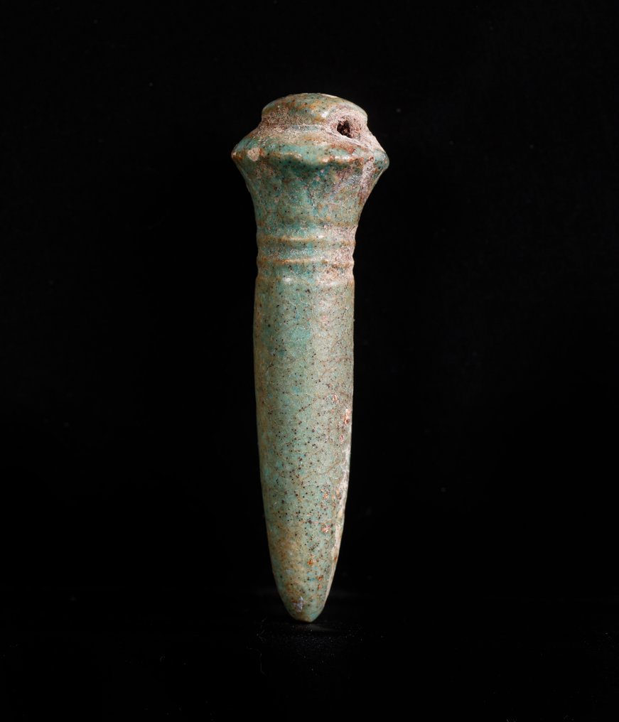 Egiptul Antic FaianÈ›Äƒ Amuleta egipteană reprezentând papirusul - 3.3 cm #2.1