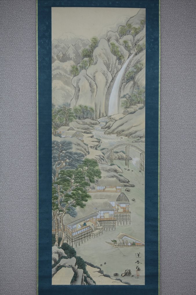 Very fine triptych "Landscapes through four seasons", signed - including inscribed tomobako - Yamaguchi Hoshun (1893-1971) - Japán #2.2