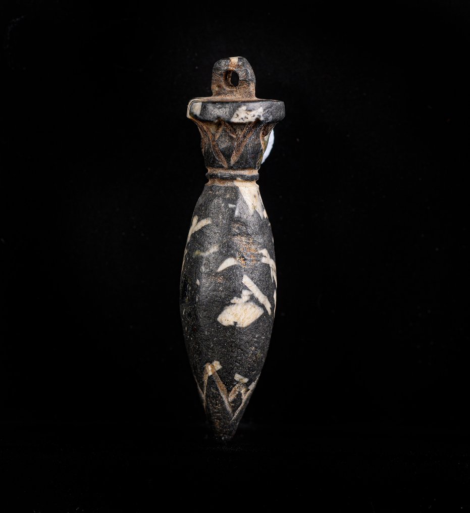 古埃及 闪长岩 代表纸莎草的护身符 - 3.7 cm #1.1