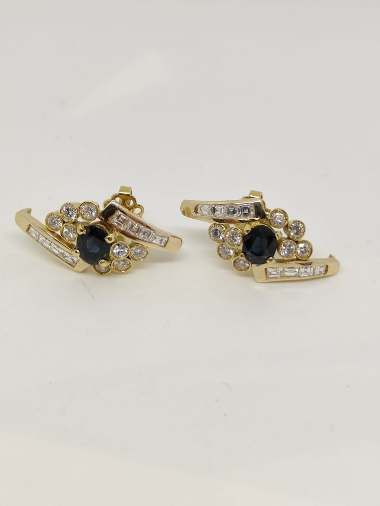 Oliva Gioielli Italian Jewelry - Brincos Ouro amarelo -  1.60ct. tw. Safira - Diamante #1.1