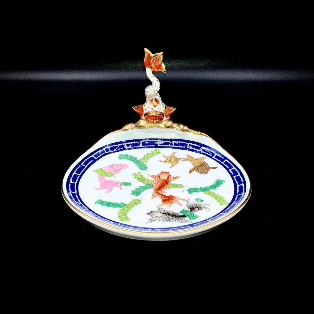 Herend - Trinket Tray with Koi/Dolphin Fish - "The Fishes/Poissons" Pattern - Plat - Porcelaine peinte à la main #1.1