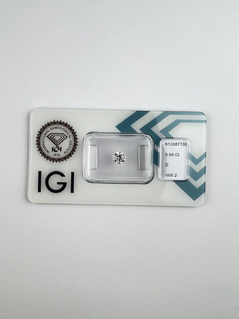 1 pcs Gyémánt  (Természetes)  - 0.50 ct - Kerek - D (színtelen) - VVS2 - Nemzetközi Gemmológiai Intézet (IGI) #1.1