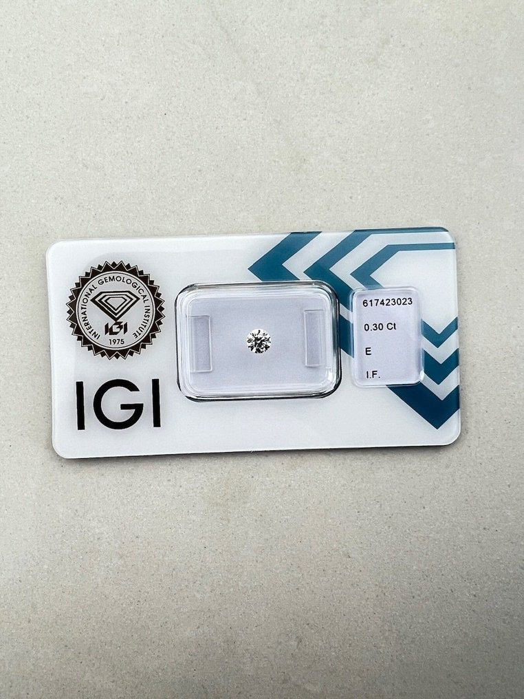 1 pcs Diamant  (Natuurlijk)  - 0.30 ct - Rond - E - IF - International Gemological Institute (IGI) #1.1