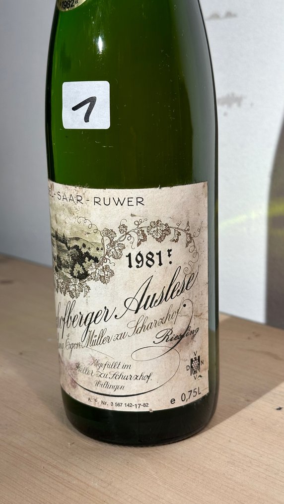 1981 Egon Müller, Riesling Scharzhofberg Versteigerung - Moezel Auslese - 1 Fles (0,75 liter) #2.1