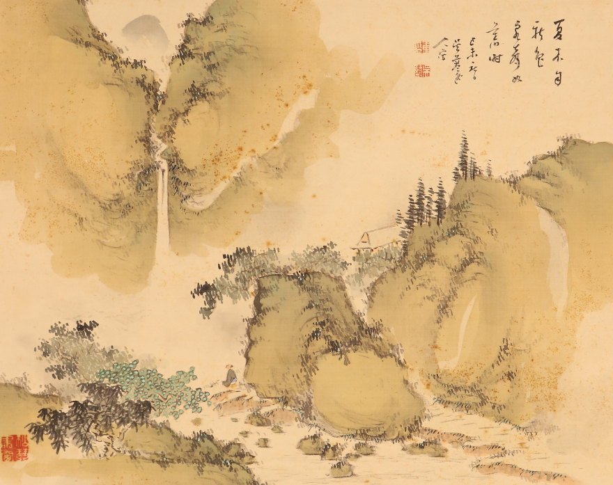 Very fine set "Landscapes through four seasons", signed - including inscribed tomobako - Matsuoka Takeyoshi 松岡剛愛 (1862-?) - Japonia #3.2