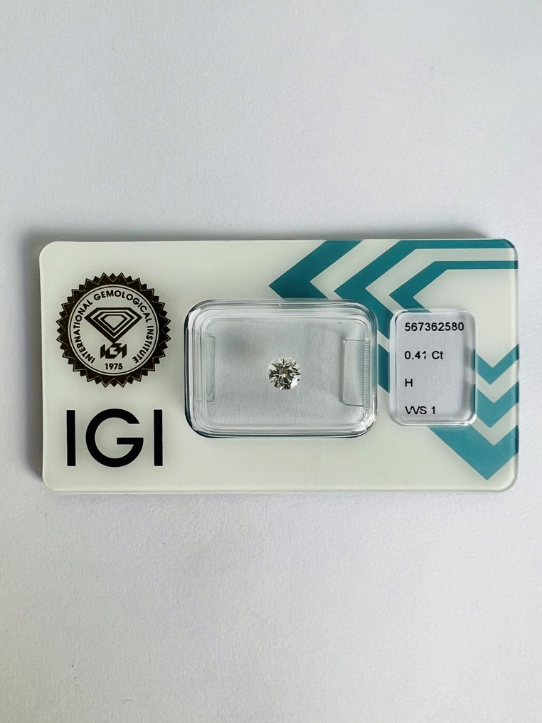 1 pcs Diamant  (Natur)  - 0.41 ct - H - VVS1 - International Gemological Institute (IGI) - Ex Ex Ex #1.1