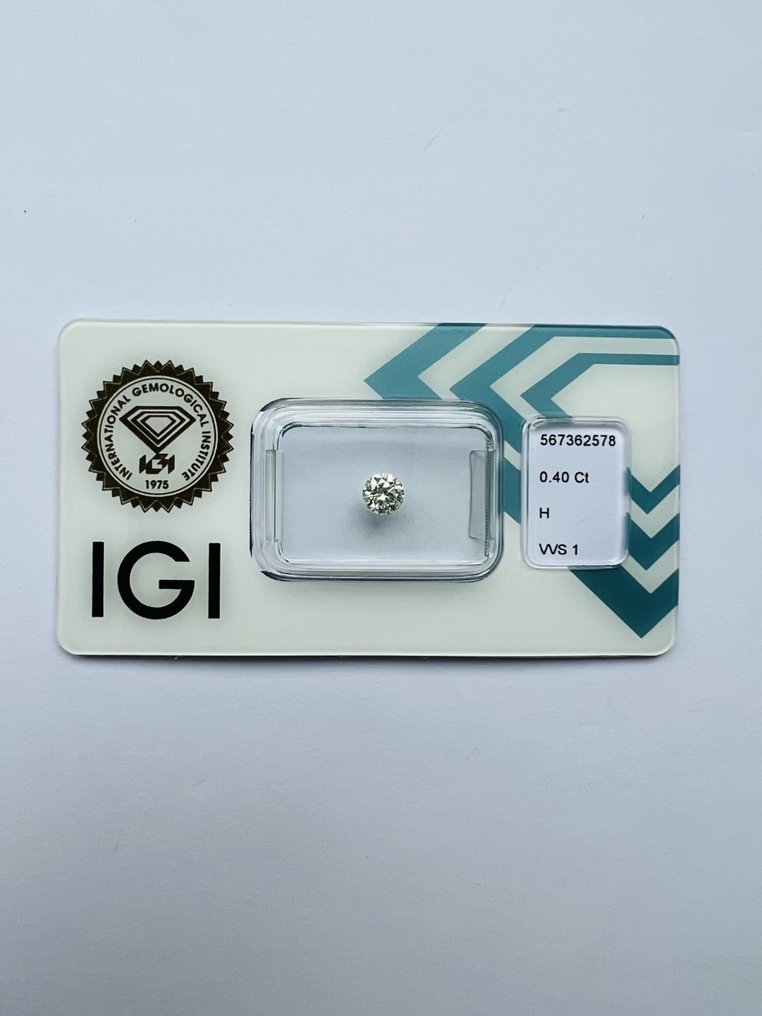1 pcs Diamante  (Naturale)  - 0.40 ct - H - VVS1 - International Gemological Institute (IGI) - Es ex es #1.1