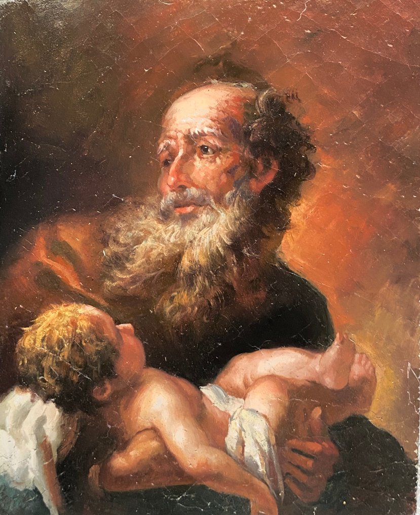 Escuela europea (XIX) tras Peter Brandl - Simeón con el niño Jesús - NO RESERVE #1.1