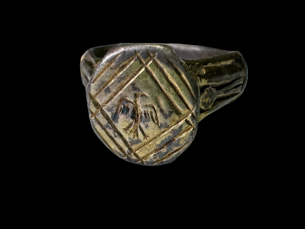 Mittelalterlich Vergoldetes Silber Ring #3.1