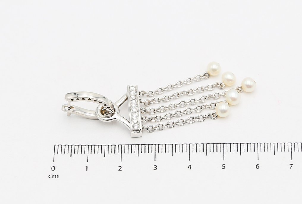 Øreringe - 18 kraat Hvidguld Diamant - Perle #2.2