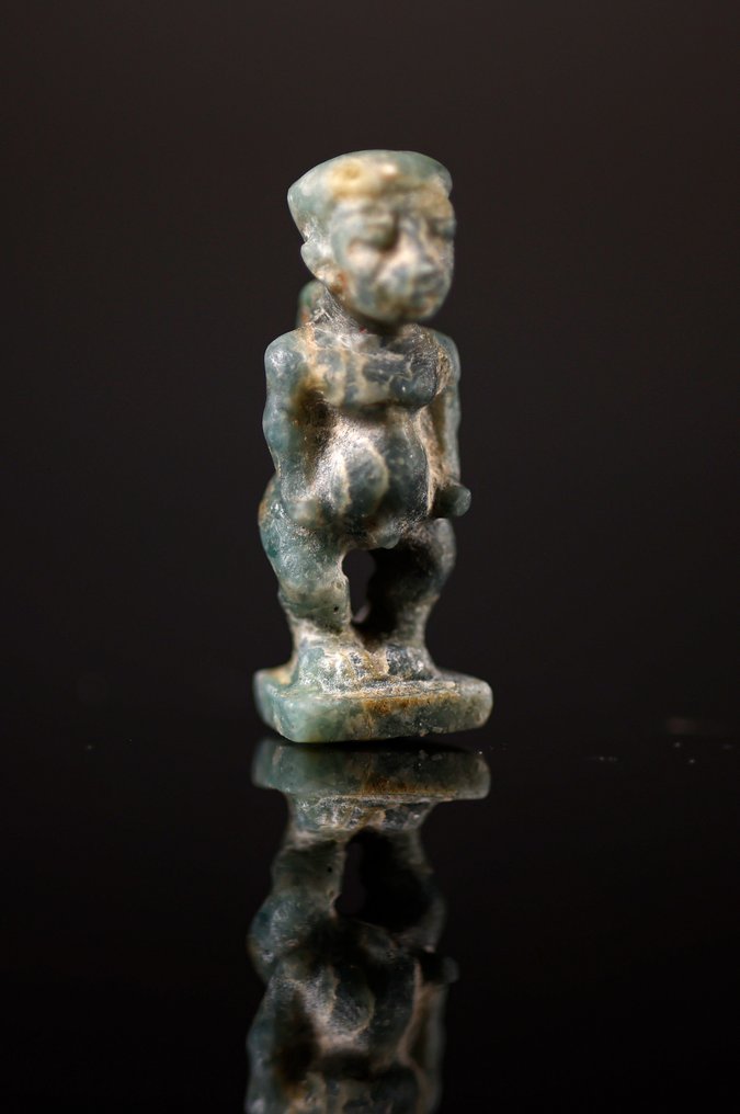 Oldtidens Egypt Fajanse Pataikos amulett - 3.2 cm #2.1