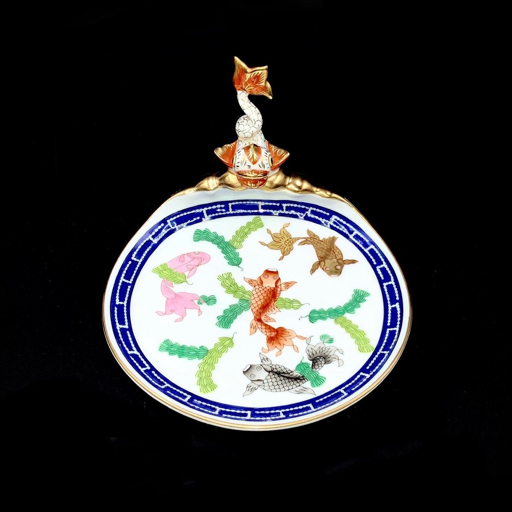 Herend - Trinket Tray with Koi/Dolphin Fish - "The Fishes/Poissons" Pattern - 盘子 - 手绘瓷器 #1.2