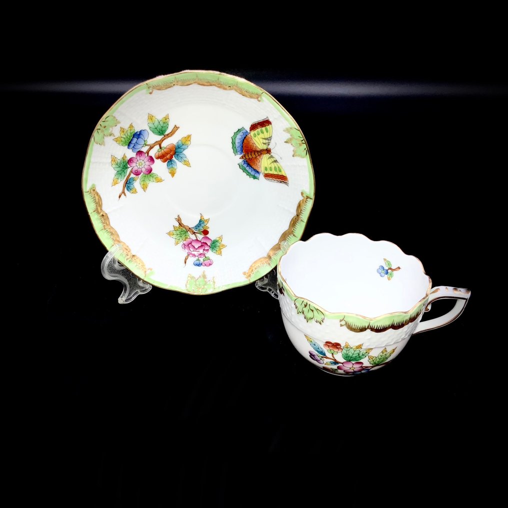 Herend - Exquisite Coffee Cup and Saucer (2 pcs) - "Queen Victoria" Pattern - Service à café - Porcelaine peinte à la main #2.1