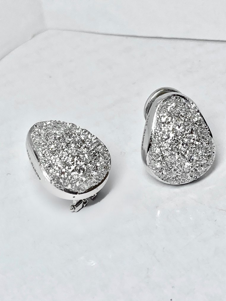Pala Diamond Co. - Earrings - 18 kt. White gold -  1.90ct. tw. Diamond  (Natural) - exceptional quality #3.2