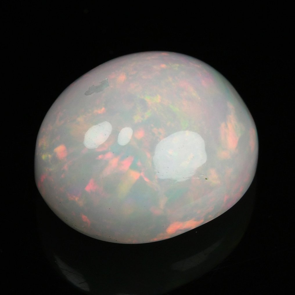 1 pcs Wit + kleurenspel Opaal - 7.30 ct #2.1