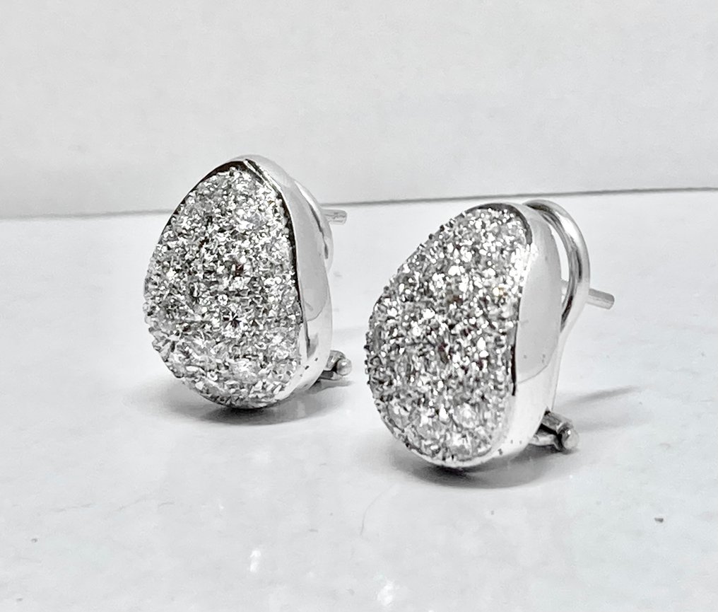 Pala Diamond Co. - Earrings - 18 kt. White gold -  1.90ct. tw. Diamond  (Natural) - exceptional quality #2.3