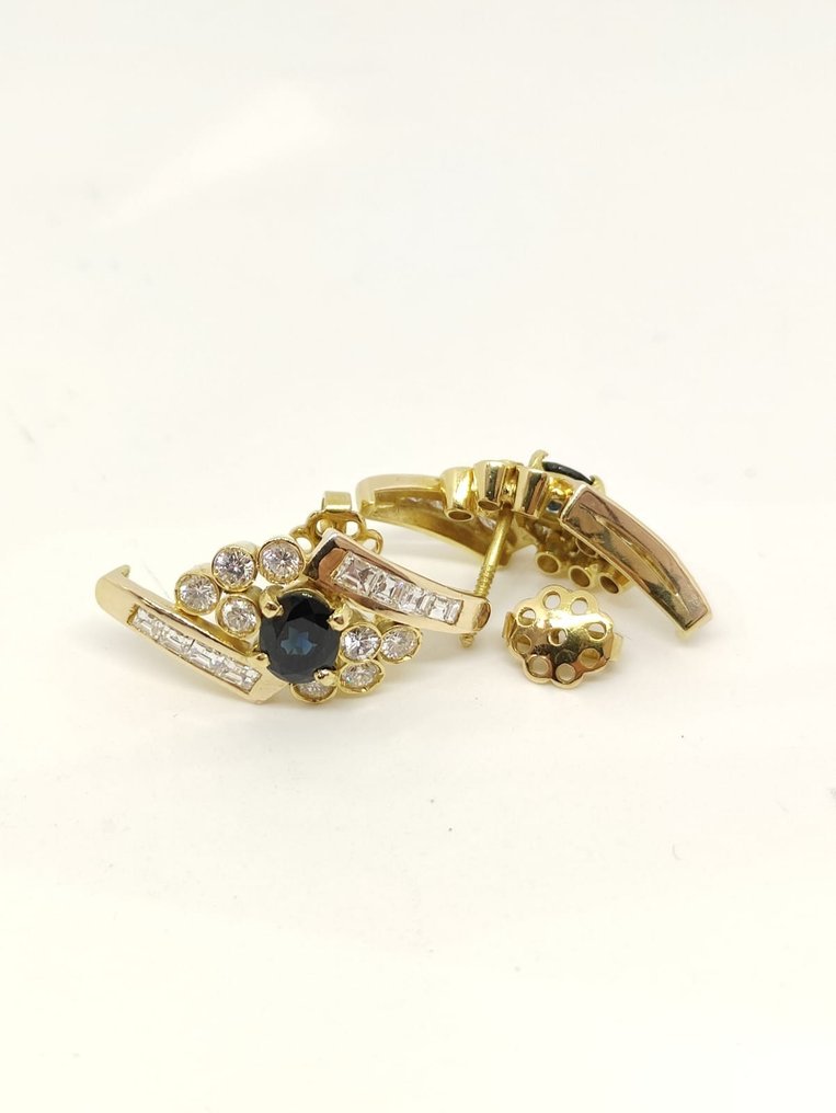 Oliva Gioielli Italian Jewelry - Brincos Ouro amarelo -  1.60ct. tw. Safira - Diamante #1.2