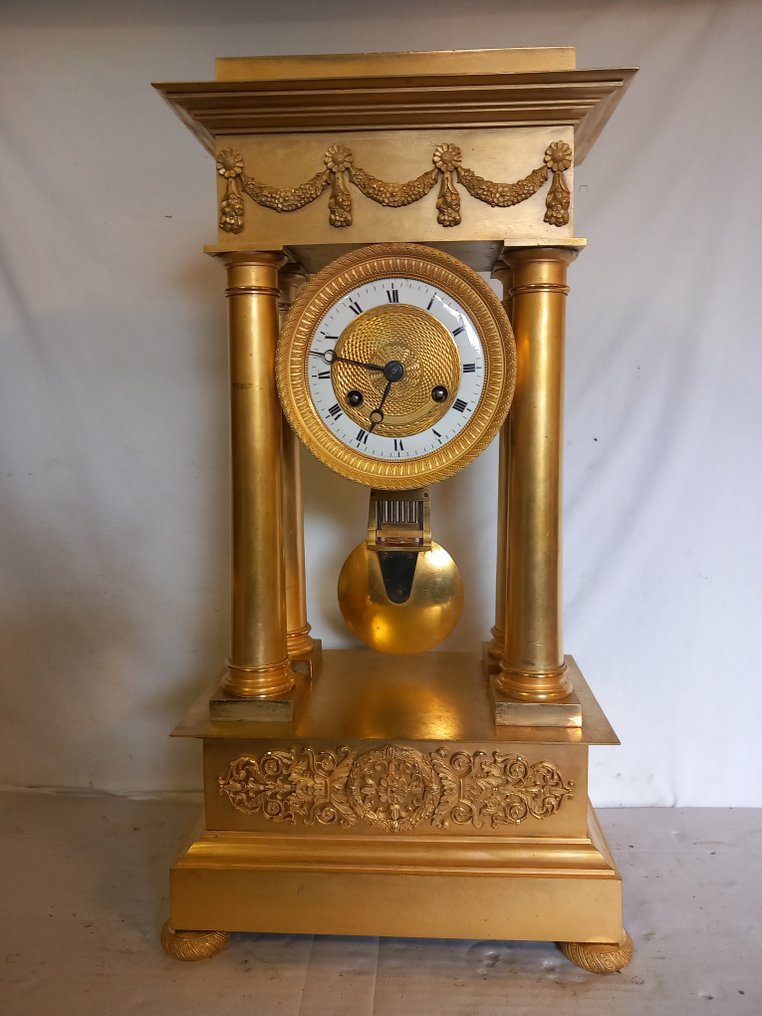 Portikk-klokke Empire Style - Forgylt bronse - 1830-1840 #1.2