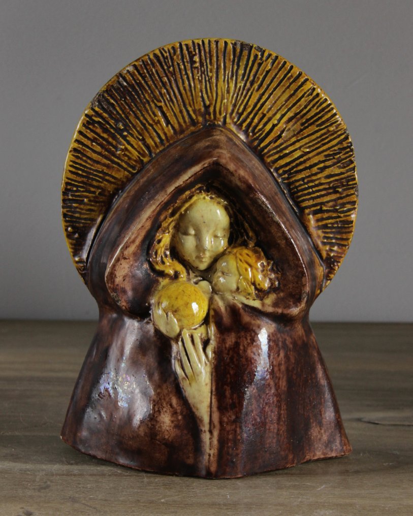 Vlaams Aardewerk - A. Noseda - Figurin - Maria met Kind - Keramik #1.1